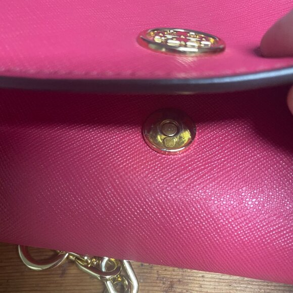 Tory Burch Pink Saffiano Leather Wallet on Chain Crossbody Bag FREE SHIPPING - Picture 8 of 9
